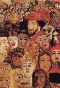 James Ensor Portrait of the Artist Sur rounded by Masks oil on canvas